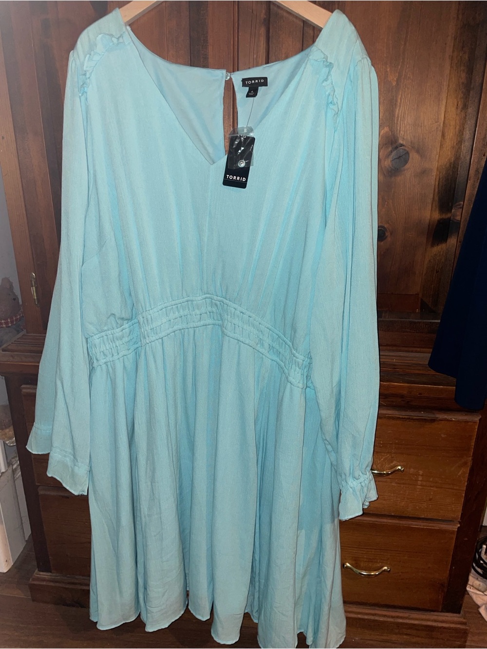 torrid Light Aqua V-Neck Long Sleeve Dress